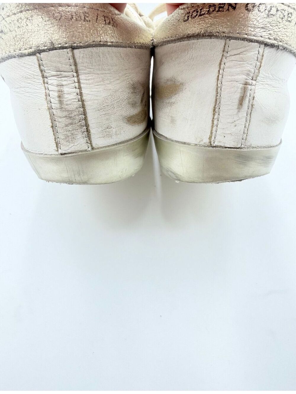 Golden Goose Superstar White Leather Gold Heel Distressed Sneakers Size 36 US 6 - Picture 8 of 10